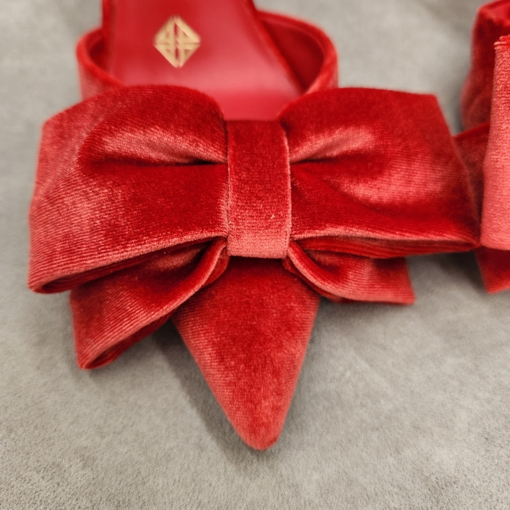 Antonio Melani Slingback Pumps 6 Red Scarlet Velvet Gentry Bow Pointy New $110 - Picture 9 of 15